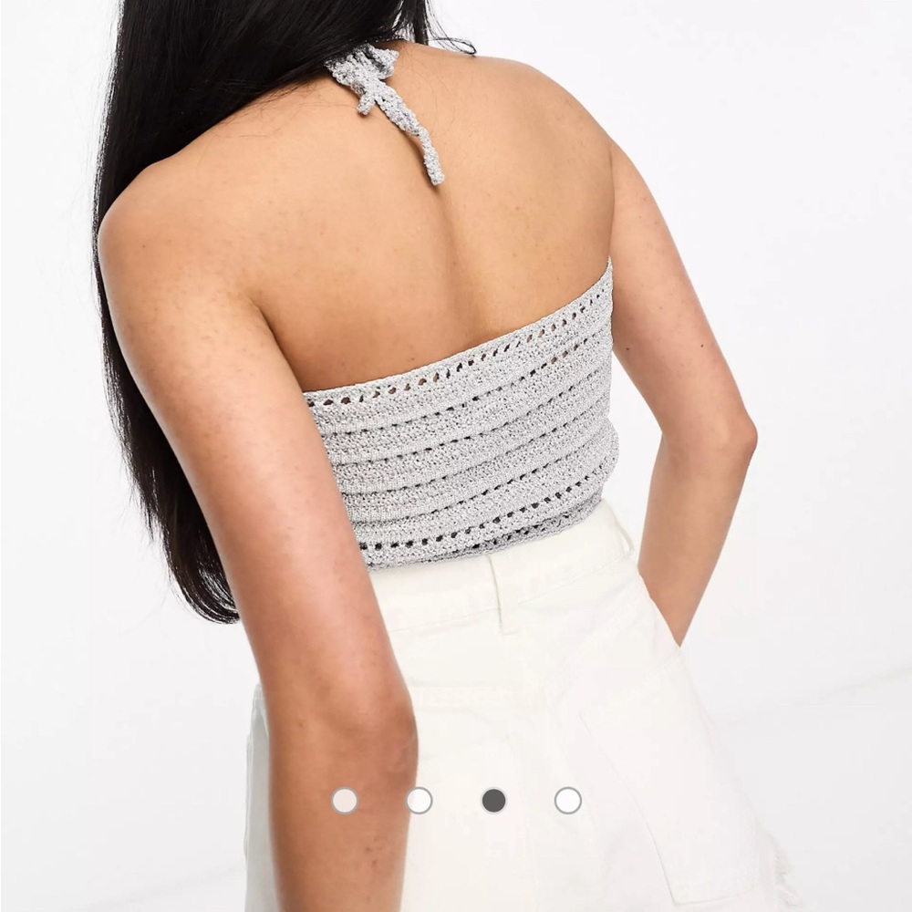 ASOS Crochet Bralette in Metallic Yarn Silver - Picture 5 of 5